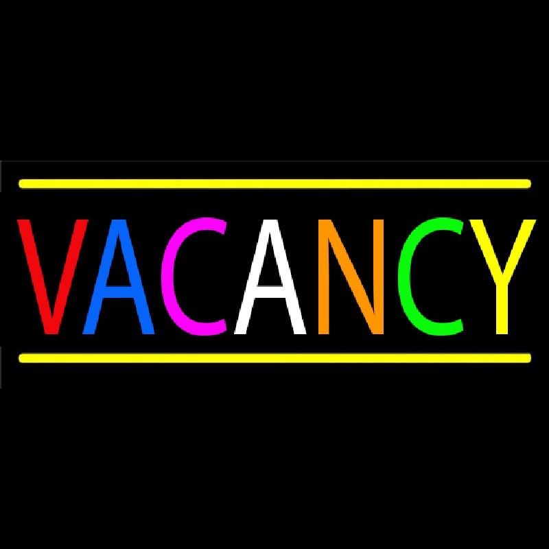 Multi Colored Vacancy With Yellow Border Neon Sign