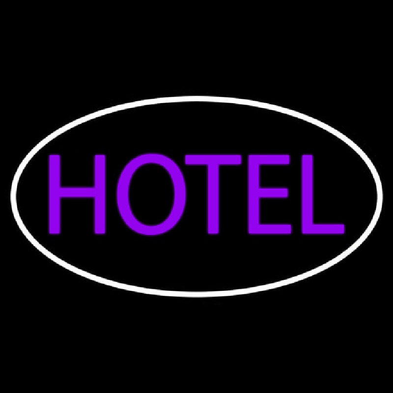Purple Hotel With White Border Neon Sign