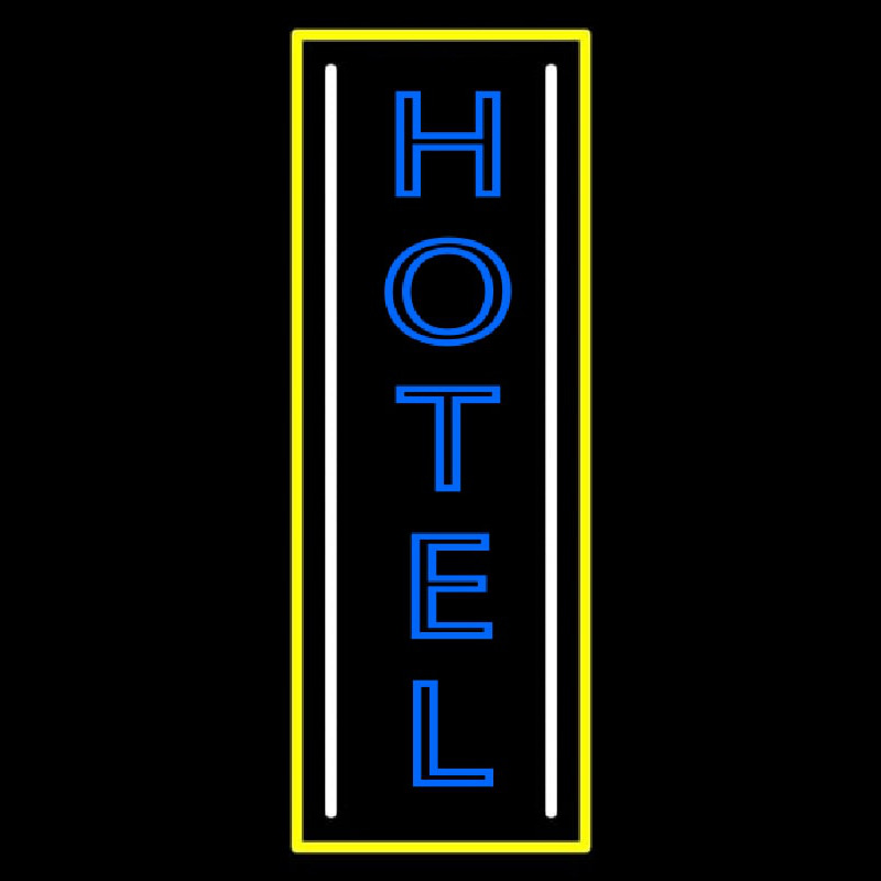 Vertical Blue Double Stroke Hotel 1 Neon Sign