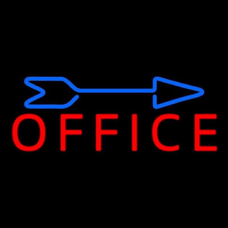 Red Office With Arrow 1 Neon Sign