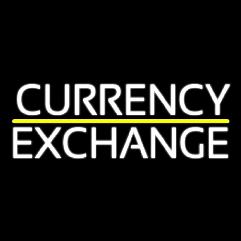 White Currency E change Neon Sign