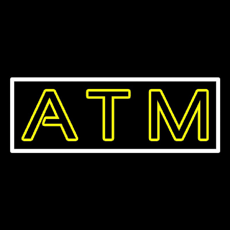 Yellow Atm White Border Neon Sign