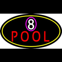 8 Pool Oval With Yellow Border Neon Sign