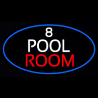 8 Pool Room Oval With Blue Border Neon Sign