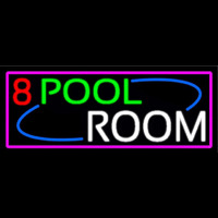 8 Pool Room With Pink Border Neon Sign