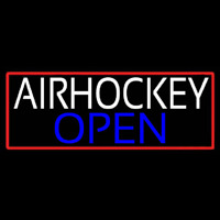 Air Hockey Open With Red Border Real Neon Glass Tube Neon Sign