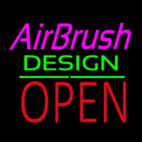 Airbrush Design Block Open Green Line Neon Sign