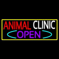 Animal Clinic Open With Yellow Border Neon Sign