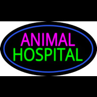 Animal Hospital Blue Oval Neon Sign