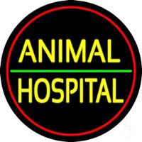 Animal Hospital Red Circle Neon Sign