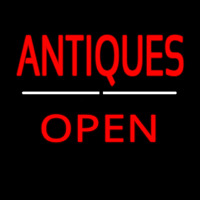 Antiques Open White Line Neon Sign