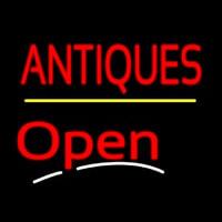 Antiques Open Yellow Line Neon Sign