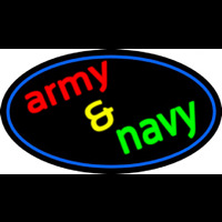 Army And Navy With Blue Round Neon Sign