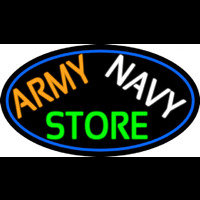 Army Navy Store With Blue Border Neon Sign