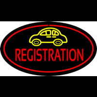 Auto Registration Oval Red Neon Sign