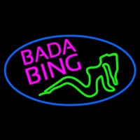 Bada Bing Girl With Blue Border Neon Sign