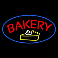 Bakery Logo Oval Blue Neon Sign