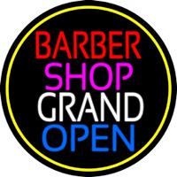 Barber Shop Grand Open With Yellow Border Neon Sign