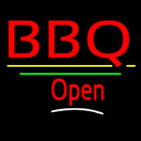 Bbq Open Yellow Line Neon Sign