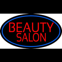 Beauty Salon Oval With Blue Border Neon Sign