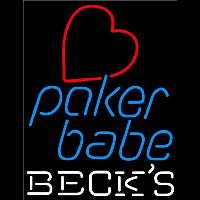 Becks Poker Girl Heart Babe Beer Sign Neon Sign