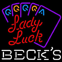 Becks Poker Lady Luck Series Beer Sign Neon Sign