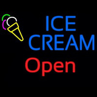 Block Ice Cream Red Open Neon Sign