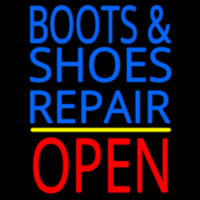 Blue Boots And Shoes Repair Open Neon Sign