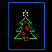 Blue Border Green Christmas Tree Neon Sign