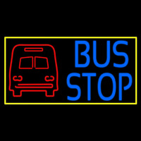 Blue Bus Stop With Yellow Border Neon Sign