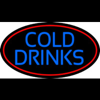 Blue Cold Drinks With Red Oval Neon Sign