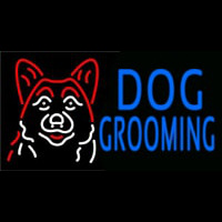 Blue Dog Grooming With Logo Neon Sign