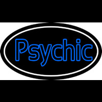 Blue Double Stroke Psychic White Border Neon Sign