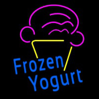 Blue Frozen Yogurt With Logo Neon Sign