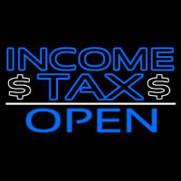 Blue Income Ta  Open With Dollar Logo Neon Sign