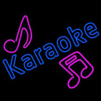 Blue Karaoke Red Musical Note Neon Sign