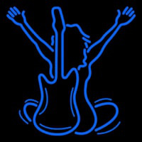 Blue Music Silhouette  Neon Sign