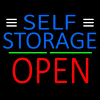 Blue Self Storage With Open 1 Neon Sign