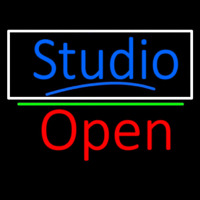 Blue Studio With Open 2 Neon Sign