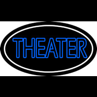 Blue Theatre White Border Neon Sign