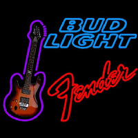 Bud Light Fender Red Guitar Beer Sign Neon Sign