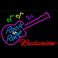 Budweiser Rock N Roll Pink Guitar Beer Sign Neon Sign