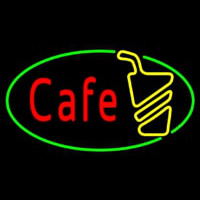 Cafe Red With Green Border Neon Sign
