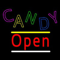 Candy Open Yellow Line Neon Sign