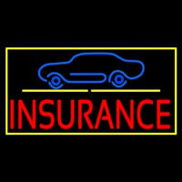 Car Logo Yellow Line Insurance With Border Neon Sign