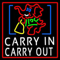 Carry In Carry Out With Elephant Neon Sign