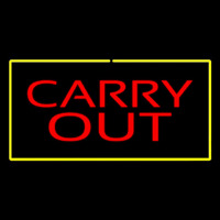 Carry Out Rectangle Yellow Neon Sign