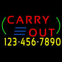 Carry Out With Phone Number Neon Sign