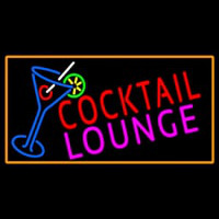Cocktail Lounge And Martini Glass With Orange Border Neon Sign