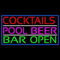 Cocktails Pool Beer Bar Open Neon Sign